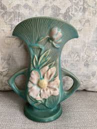 Antique Roseville Peony American Pottery Vase 8” Zanesville Ohio Marked 62-8 - Etsy