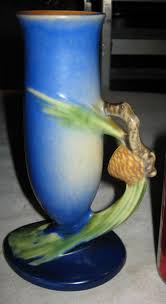 BEST!!" ANTIQUE USA ROSEVILLE CIRCA 1931 BLUE PINECONE ART ...