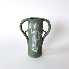 Art Nouveau Wedgwood Jasperware Vase: Pâte-sur-pâte Woman ...
