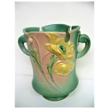 Roseville Handled Green Poppy Vase. For Sale at Ruby Lane