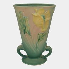 Roseville Poppy Green 1938 Vintage Art Pottery Ceramic ...