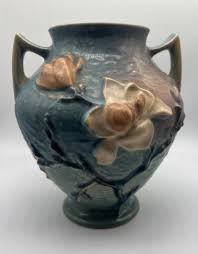Vintage Roseville Pottery blue Magnolia vase | eBay