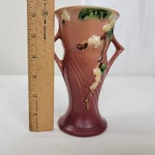 ROSEVILLE Pottery 2 vase set matching 6.25" tall vintage ...