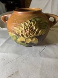 Vintage Roseville Art Pottery Vase Water Lily Jardiniere 437 ...