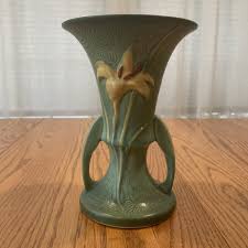 Vintage ROSEVILLE POTTERY #132-7 ZEPHYR LILY VASE GREEN 7.25 ...