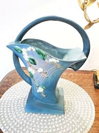 Beautiful 12" ANTIQUE ROSEVILLE ART POTTERY BLUE SNOWBERRY ...