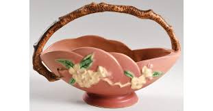 Apple Blossom Pink 10" Handled Basket by Roseville | Replacements, Ltd.