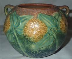 MINT ANTIQUE USA ROSEVILLE SUNFLOWER ART POTTERY FLOWER ...