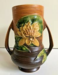 Vintage Roseville Art Pottery Brown Water Lily Vase 76-8 | eBay