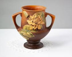 Roseville Magnolia Vase 180-6 in Brown - Etsy