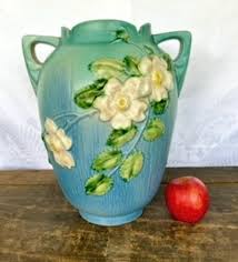 Large Roseville Pottery White Rose Floor Vase/urn 991-12 in Blue Coral Glaze, Rare Roseville Vintage Mid Century Vase - Etsy Finland
