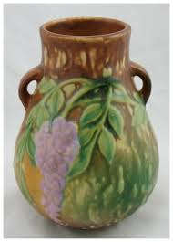 Roseville Wisteria Teardrop Vase 631-6 In Rich Brown/Amber ...