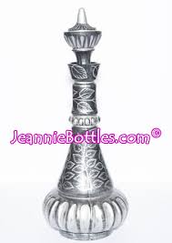 JeannieBottles.com - Silver Vines Brass Jeannie Bottle