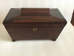 Antique 18th Cent English Rosewood Tea Caddy With Coffered ...