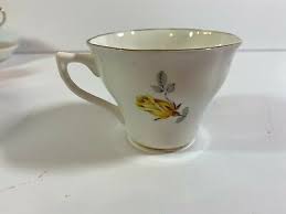 England-Fine Bone China-Tea Cup & Saucer-Flowers-Yellow ...