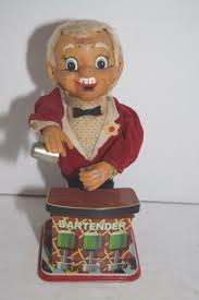 Vintage 1960's Rosko Battery Operated Tin Litho Bartender | eBay