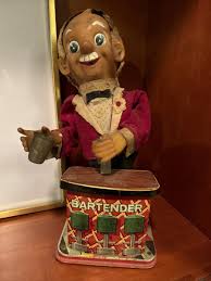 Vintage Rosko Battery Powered "Bartender" Tin Toy For ...