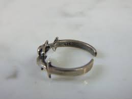 Womens Vintage Estate Sterling Silver Dolphins Ring 1.4g ...
