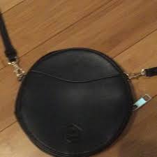Bags | Nwot Black Circle Genuine Leather Crossbody Belt Bag 23 Round X 75 Width | Poshmark