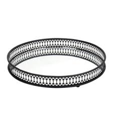 Round Mirror Vanity Tray - Decorative Organizer for Bathroom ...