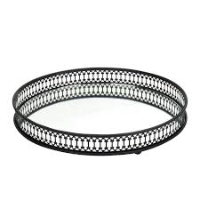 Round Mirror Vanity Tray - Decorative Organizer for Bathroom ...