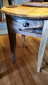 Bourbon barrel end table with barnwood base
