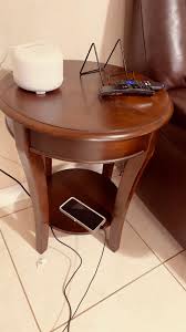 Pair of Solid Wood Round Side Tables – Dark Cherry Finish