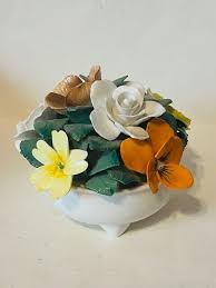 Royal Crown Staffordshire flower figurine pot England vtg ...