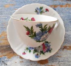 VTG Tea Set CUP & 2 SAUCERS Japan, Wild Blue & Hot Pink Flowers White Porcelain | eBay