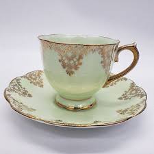 Royal Albert Gold Scroll Tea Cup & Saucer Crown China England Pattern 926 Green | eBay