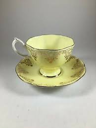 Royal Albert Yellow Teacup & Saucer with gilded Gold Floral Swag Border | eBay