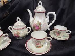 7M Tea Set With Lovers Made in Japan Porcelain 10 Pieces White Green Pink and Burgundy. - Etsy