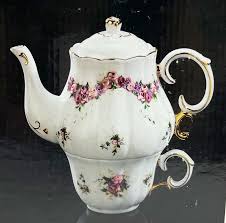 Stackable Single Serving Porcelain Tea Pot and Cup - Roses ...
