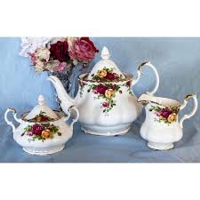Royal Albert Old Country Roses Tea Set. Teapot, Creamer ...