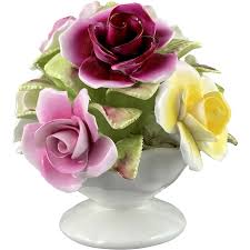 Royale Stratford Porcelain Flowers, Roses in White Vase ...