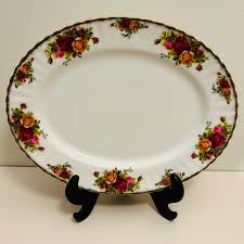 Vintage 1970s Royal Albert Old Country Roses Oval 13" Platter, Old Country Rose Bone China Serving Dish, Oval Serving Platter - Etsy