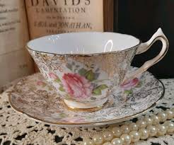 Vintage Collinwoods Pink Gold Cabbage Rose Cup & Saucer | eBay