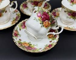 Royal Albert Old Country Roses Tea Cup Saucer Sets(set of 4) Bone China England - Etsy