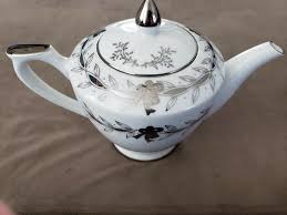 Vintage Lefton China Teapot 25th Anniversary, Silver ...
