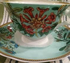STECHCOL Floral Burst Gold Rim Bone China Cup and Saucer Teal NEW | eBay