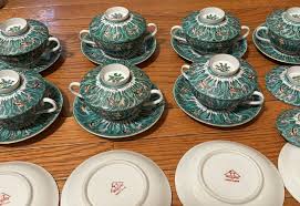 Rare Bok Choy 7+ Soup Cup Saucer Lid Porcelain Cabbage Butterfly Famille Verte | eBay