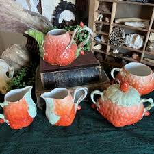 Vintage Royal Bayreuth Miniature Strawberry Teapot Sugar and ...