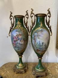 Beautiful Antique French Pair Of Porcelain Vases Gallant ...