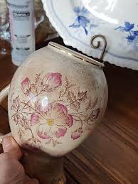 Antique Heavily Stained Crazed 7.5" Pitcher Transferware Flowers | eBay