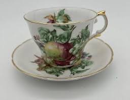 Regency Bone China Tea Cup and Saucer Set with Apples Grapes and Blackberry | eBay