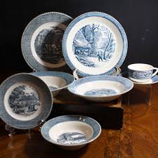 Royal China Currier and Ives Dinnerware Blue & White Various ...