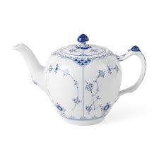 Royal Copenhagen Blue Fluted Half Lace Teapot - Kneen & Co.