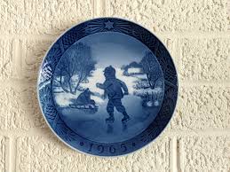 Vintage Royal Copenhagen 1965 Christmas Plate | Little Skaters | Kai Lange | Kids Ice Skating and Sledding - Etsy
