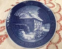1976 Collectors Plate, the Water Wheel Mill, Vibaek Mill, Royal Copenhagen, Denmark, Porcelain Plate, Blue and White - Etsy