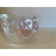 Vintage Pink and White Tulip Candy Dish | Chairish